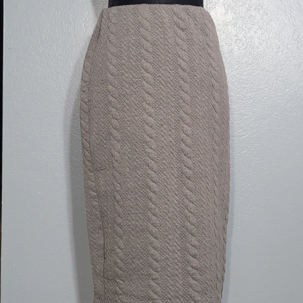 Long Cable Knit Grey Skirt